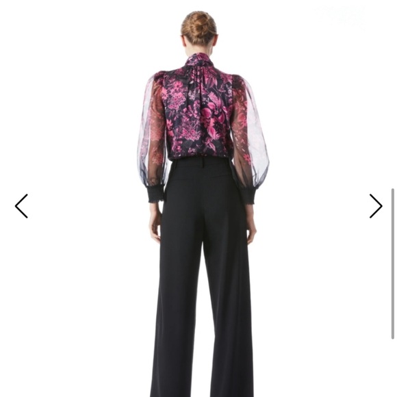 NEW! Alice + olivia BRENTLEY TIE NECK BLOUSON SLEEVE BLOUSE - Picture 5 of 13